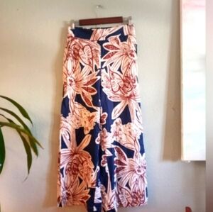 NWT Rachel Zoe Washed Linen WWide Leg Bohemian Tropical Resortwear Coastal Pants